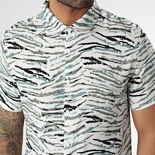 Chemise Manches Courtes Blanc Vert
