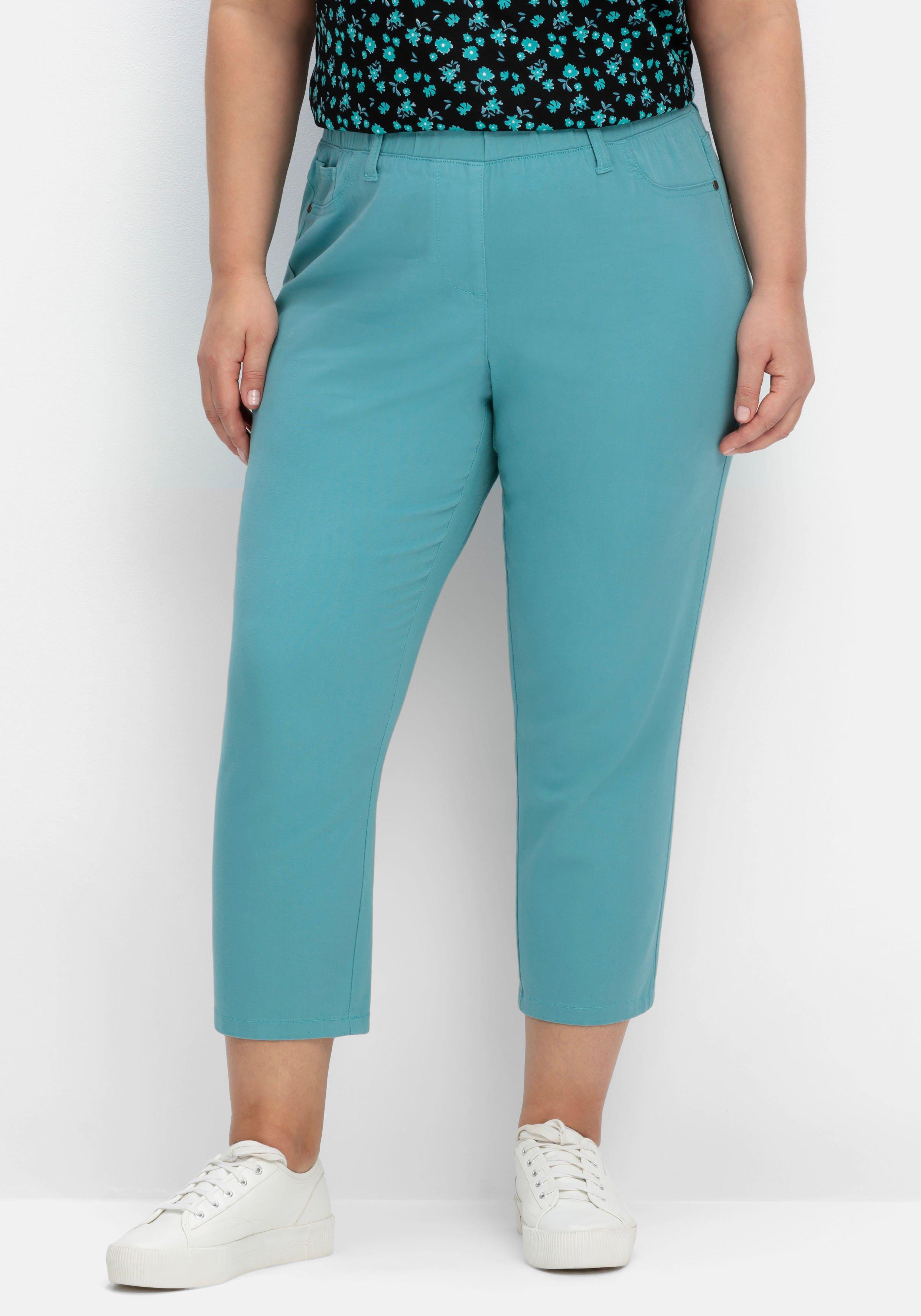 Schmale 7/8-Hose mit Gummibund, aus Twill