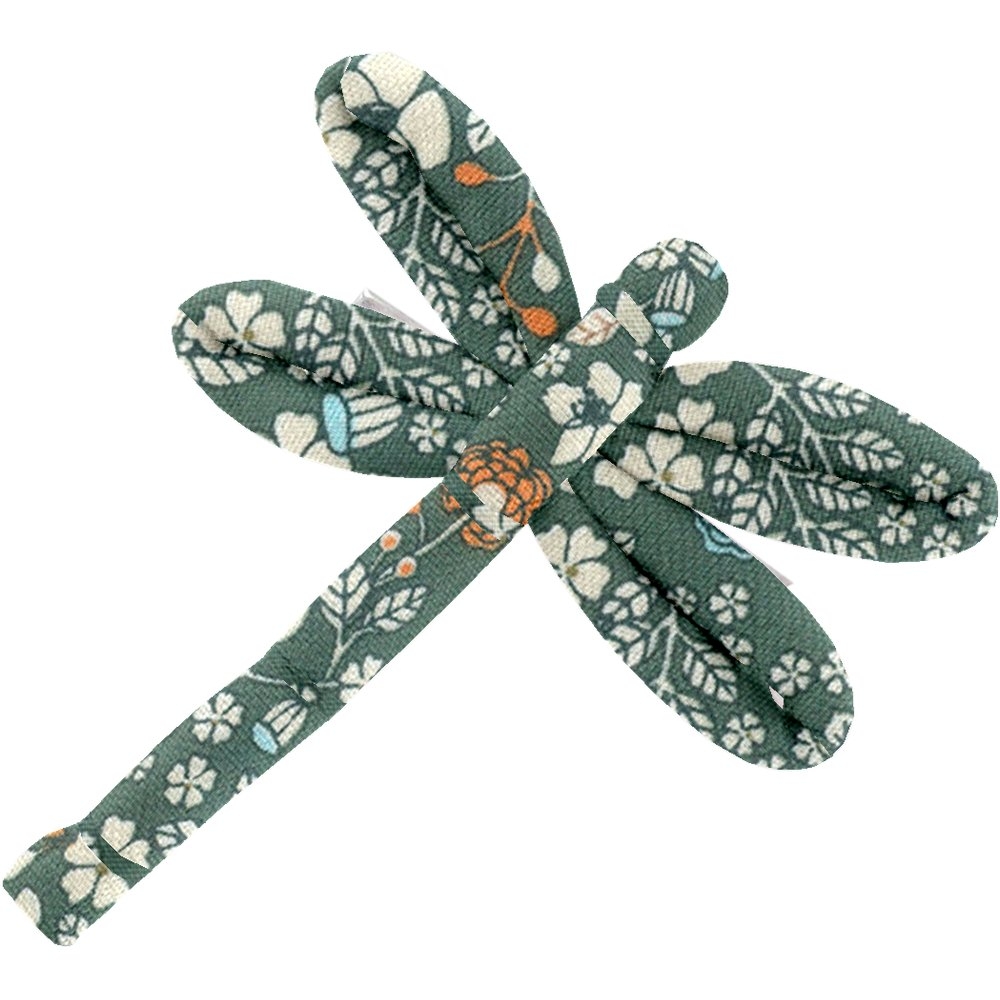 Barrette Libellule Fleuri Kaki