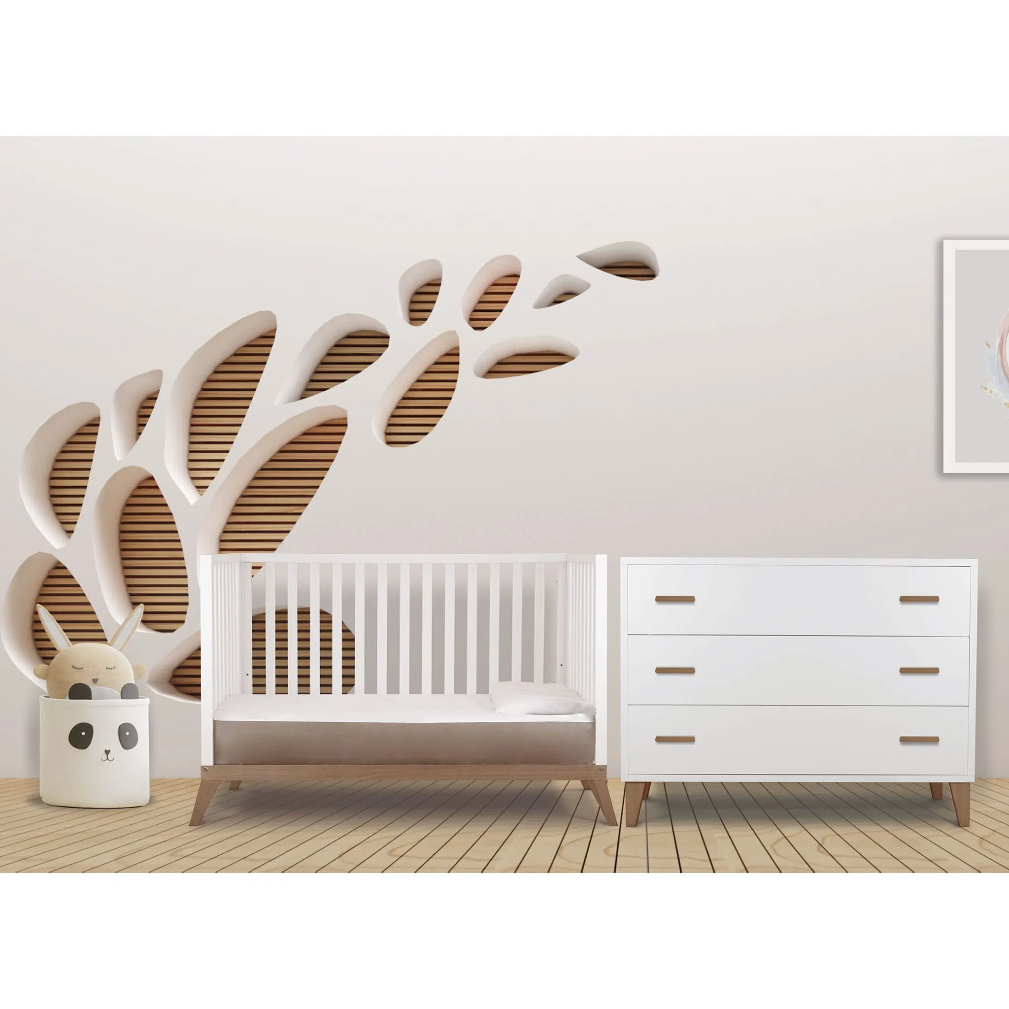 Pali Design Bureau 3 Tiroirs Caravaggio - Blanc  Noyer