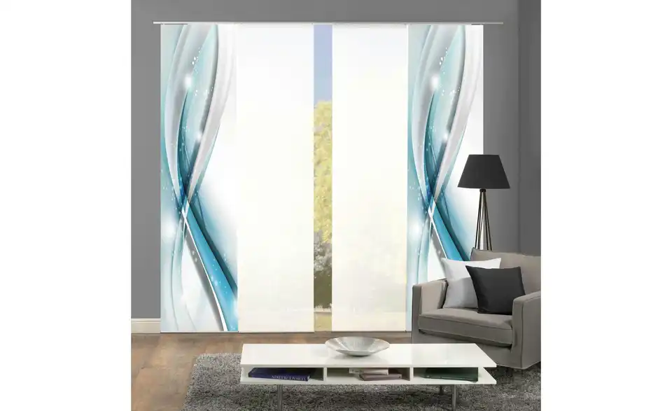 Schiebevorhang Set 4tlg. Blau 4er-Set