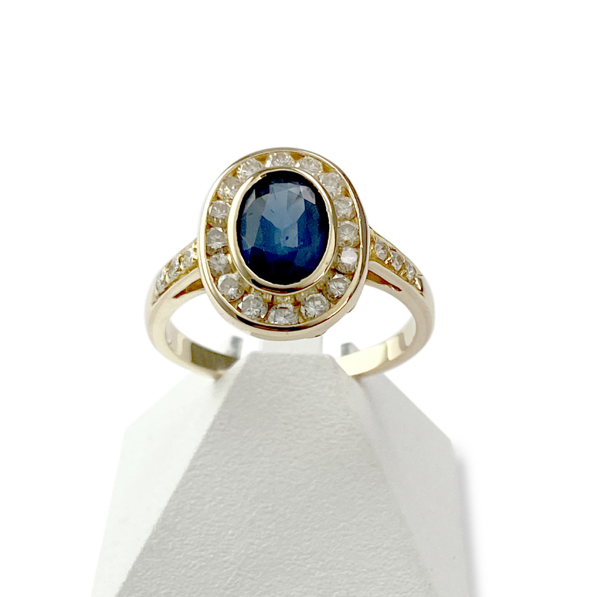 Bague d'occasion or 750 jaune diamants saphir