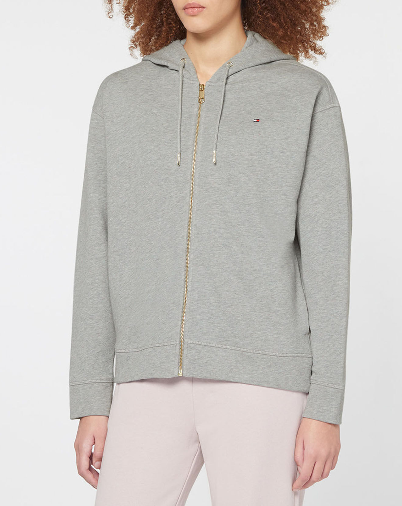 Tommy Hilfiger Sweat 100% Coton Bio zippé Through gris chiné