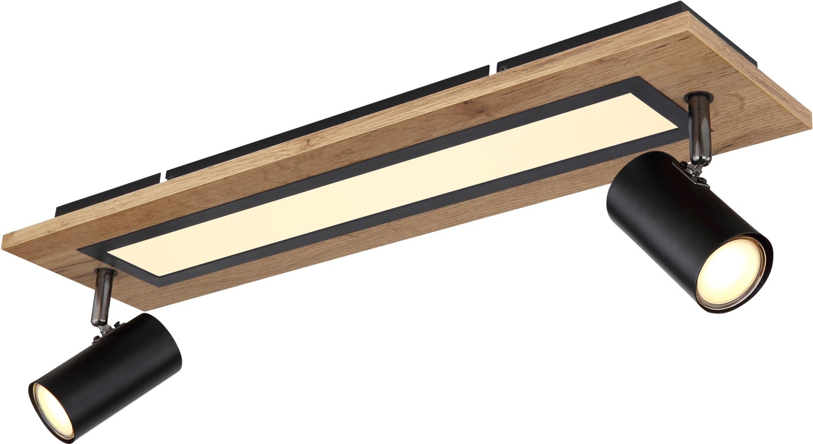 LED-Deckenleuchte - schwarz matt - Holzoptik