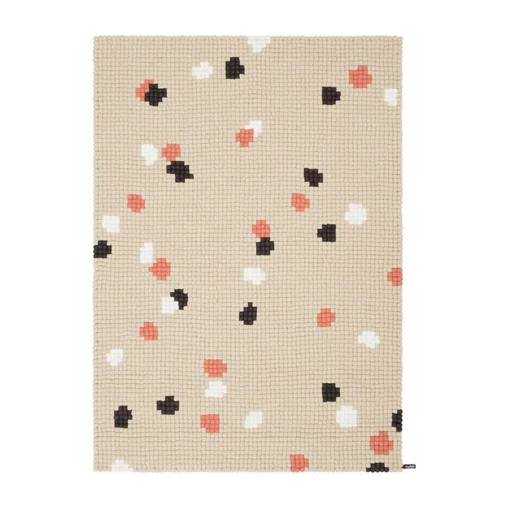 myfelt - Terra Sand Filzkugelteppich, 140 x 200 cm, beige / weiss / coral / anthrazit