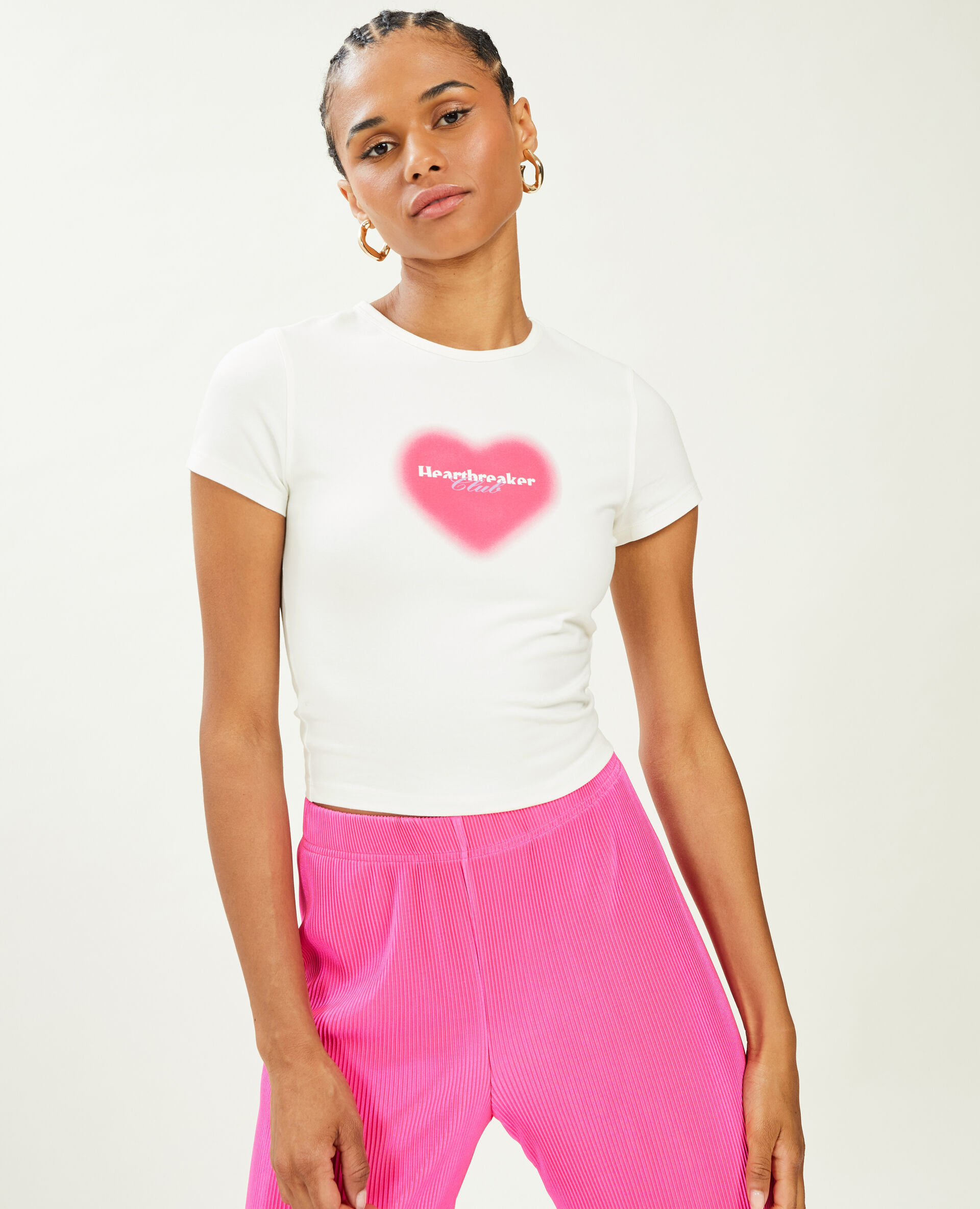 T-shirt court avec motif - Blanc