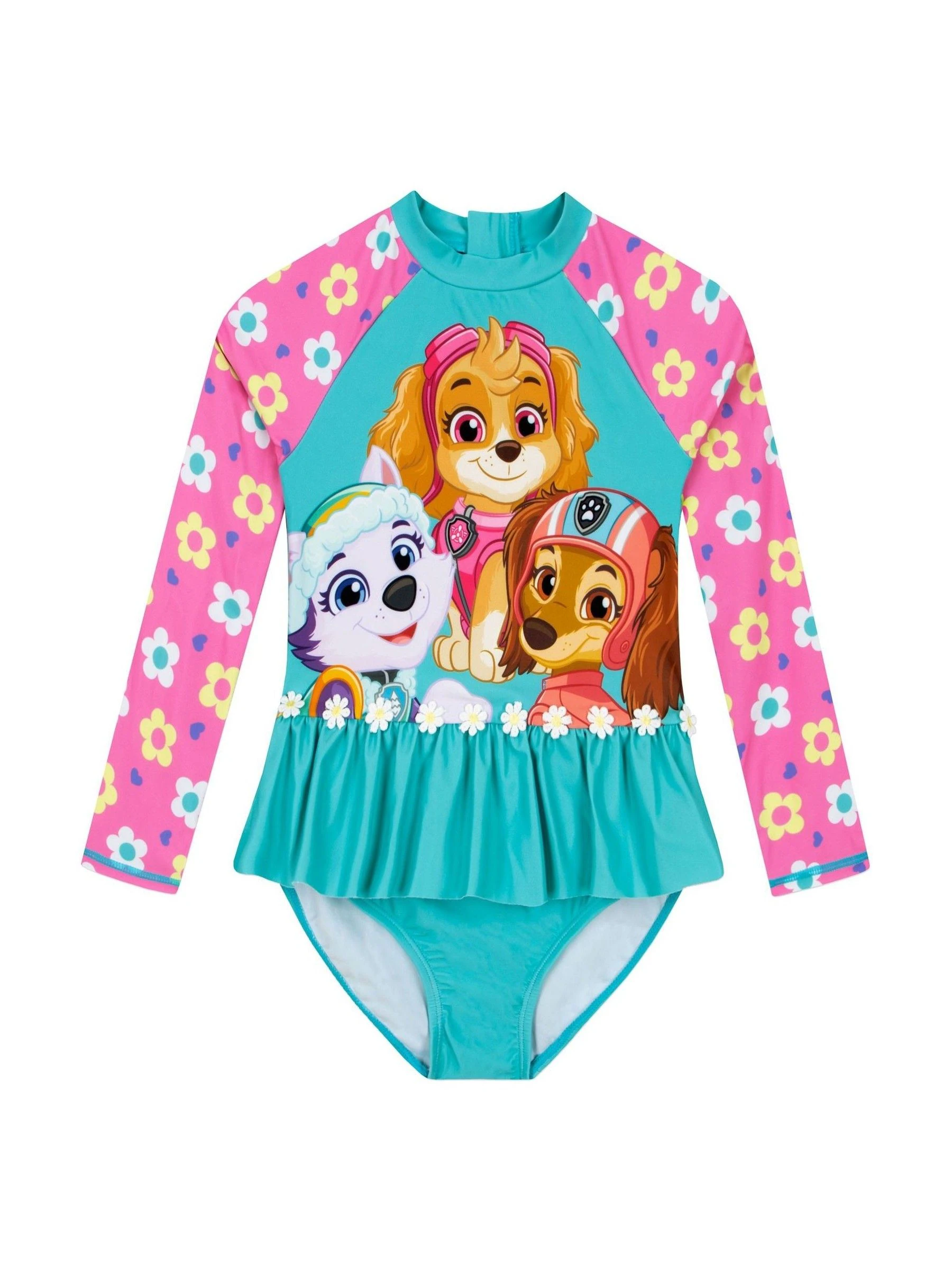 Personage PAW Patrol Skye zwempak met lange mouwen en bloemenprint