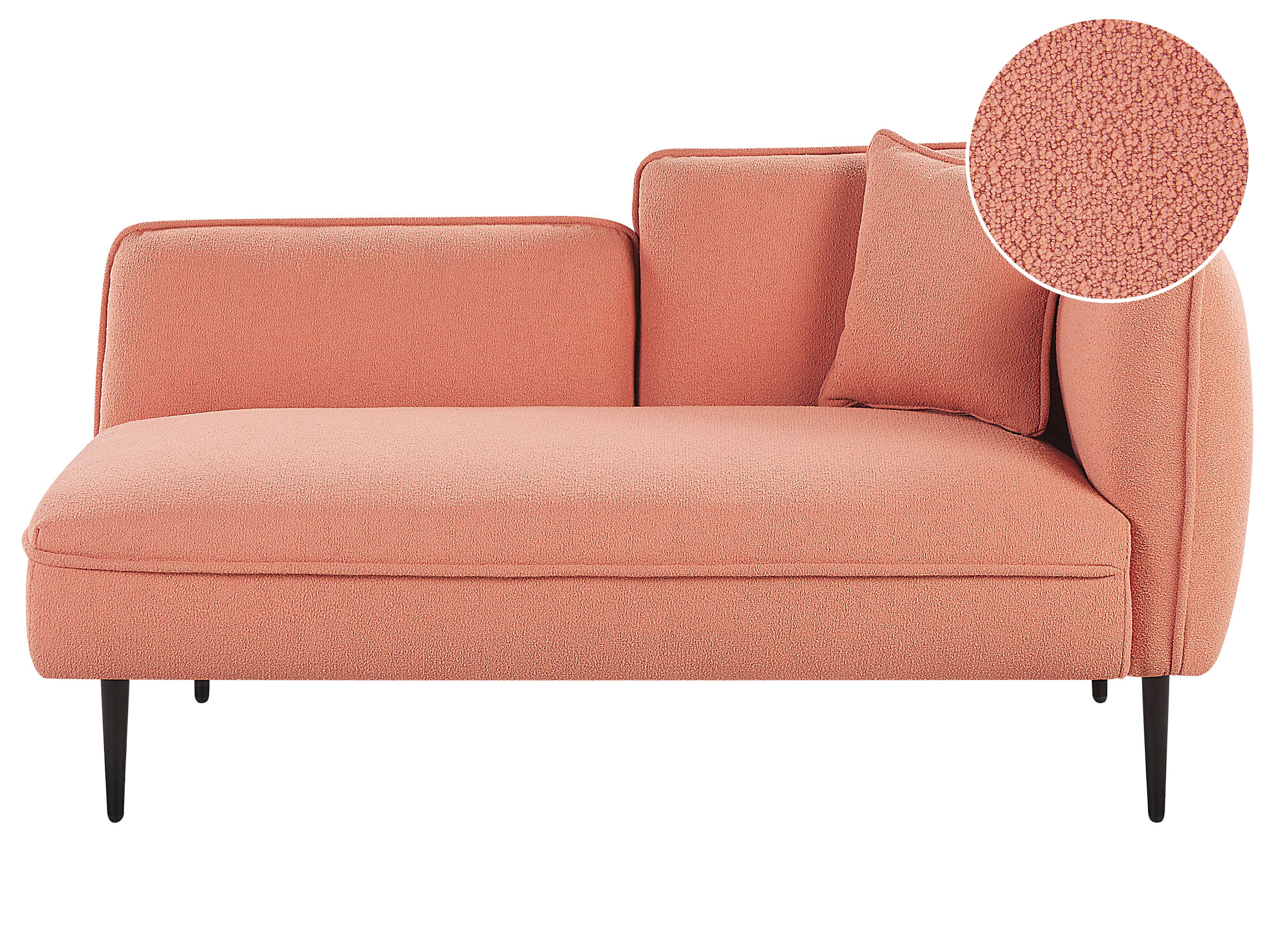 Rechtszijdige chaise longue CHEVANNES Bouclé Perzikroze