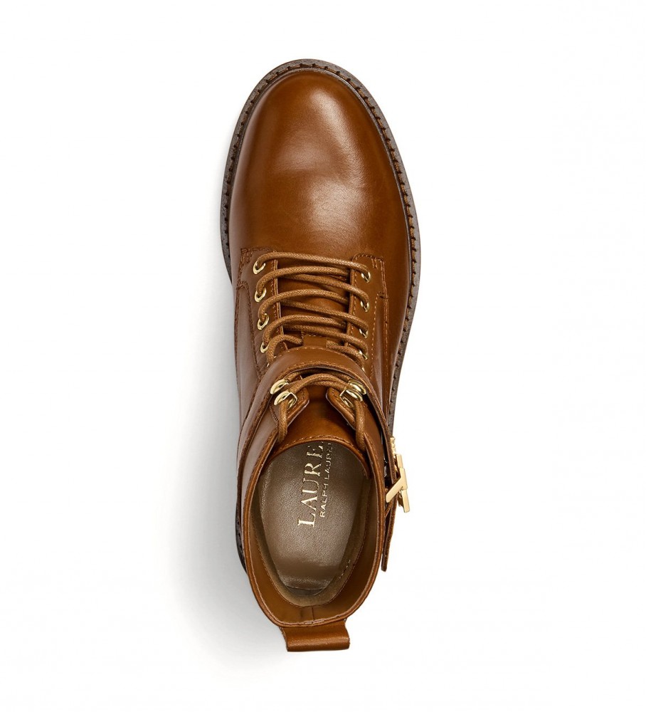 Botas de cano curto Ralph Lauren em couro marrom envelhecido