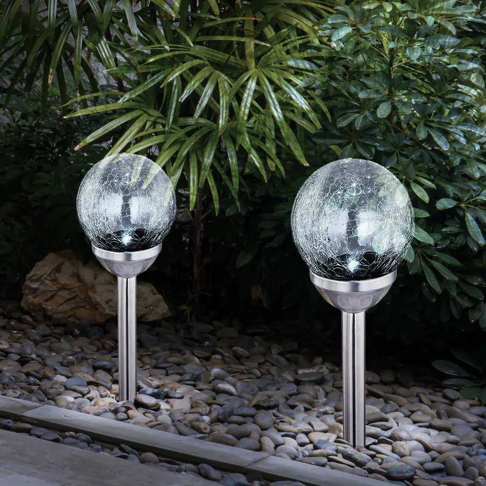 LED Solarleuchte, IP44, Erdspieß Glas, Akku, H 55cm