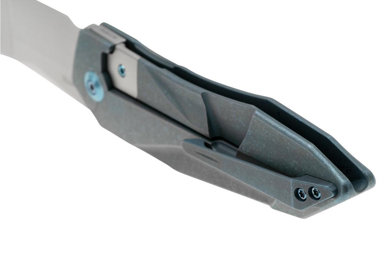 WE Knife Solid WE22028-4, Bead Blasted CPM-20CV, Blue Titanium, zakmes