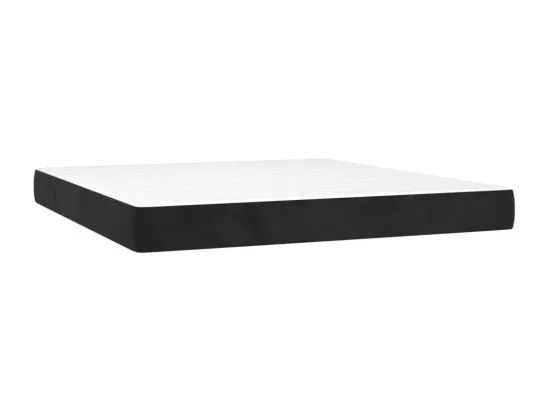 Sommier tapissier avec matelas et LED Noir 160x200 cm Velours