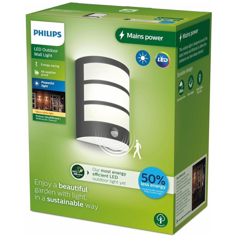 LED wandlamp Python in antraciet en wit, 3,8W, 800lm, IP44 met bewegingsmelder