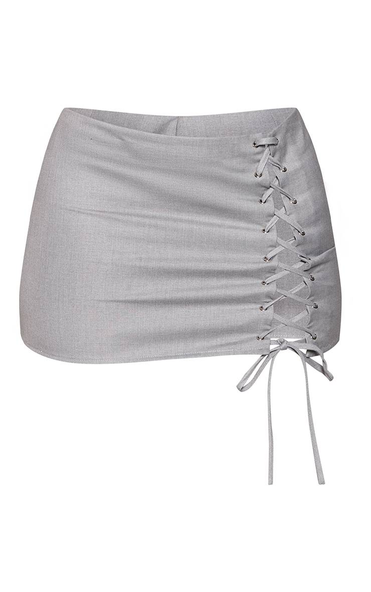 Gris Jupe Mini Ajustée À Détail Lacé Co-ord