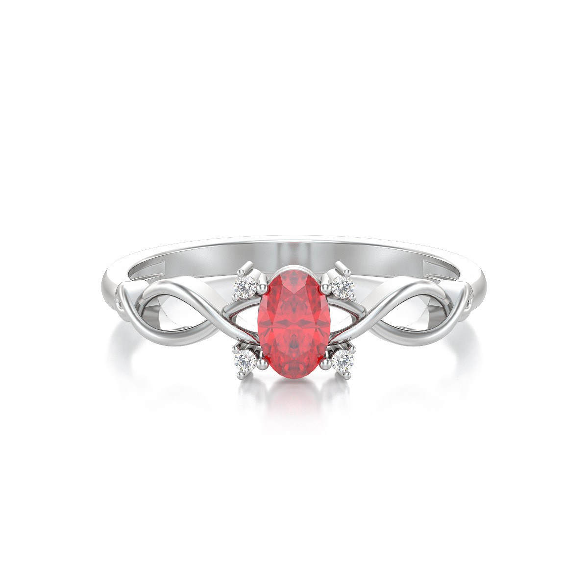 Bague ADEN Or 585 Blanc Rubis et diamants 1.85grs