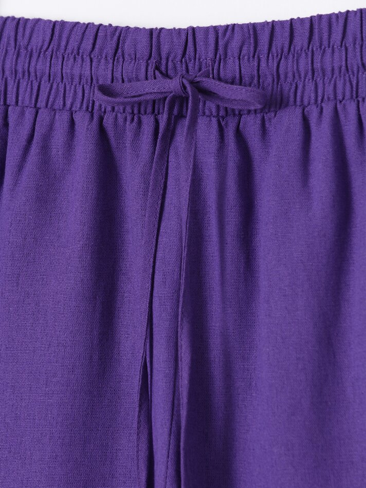 Calções de linho - Roxo escuro