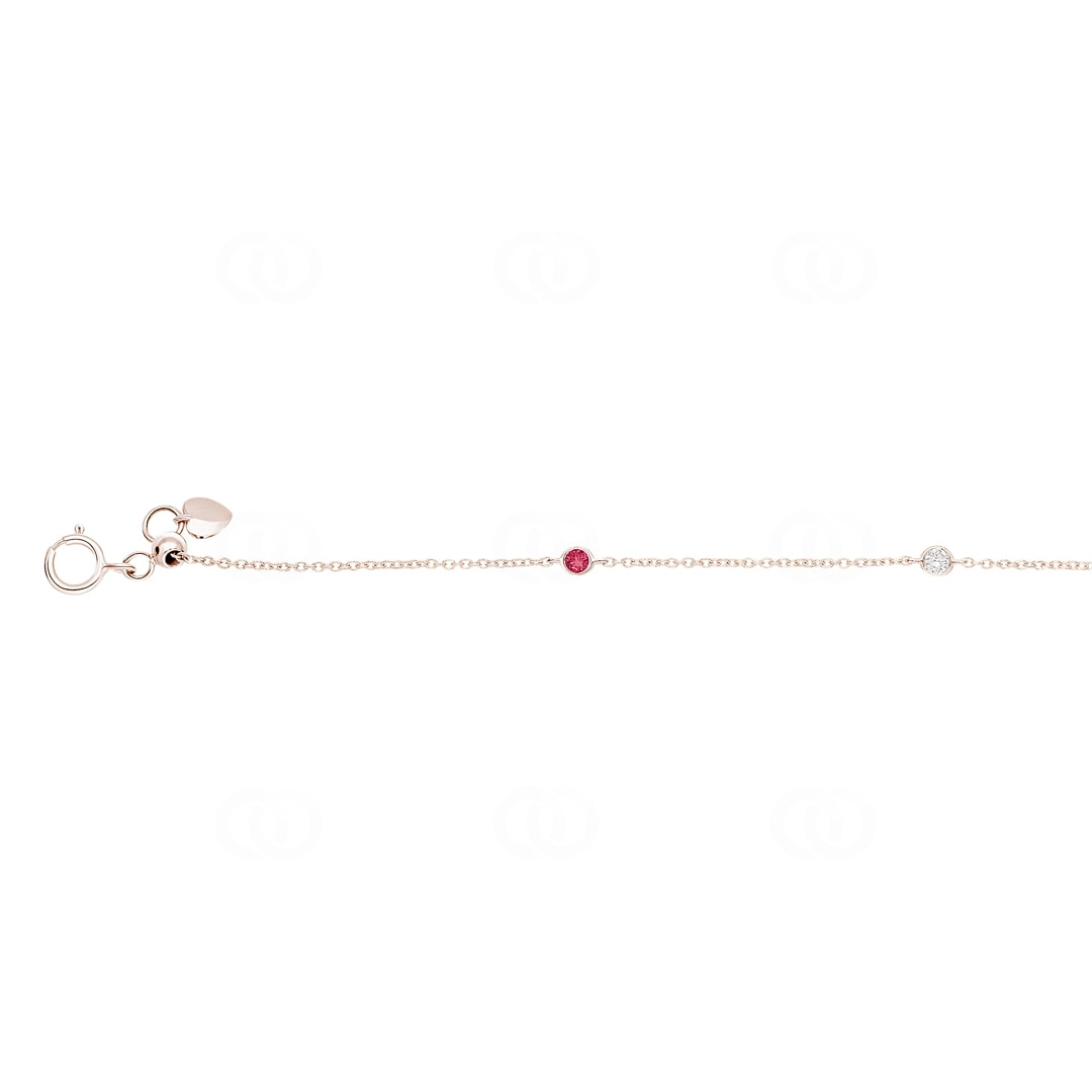 Armband 750/18 K Roségold mit Rubinen & Diamanten 0.06 ct H/si