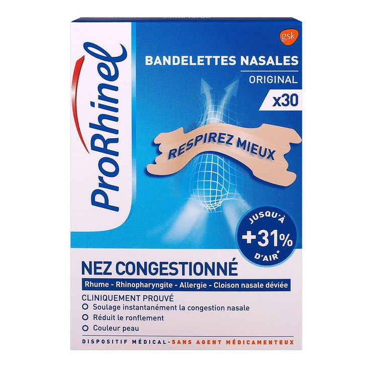 Original 30 bandelettes nasales nez congestionné
