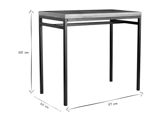 Table haute industrielle en bois manguier massif et métal noir L115 cm YPSTER