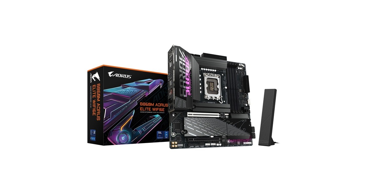 GIGABYTEB860M AORUS ELITE WIFI6E socket 1851 moederbord  (Zwart, RAID, 2,5Gb-LAN, Wi-Fi 6E, BT, Sound, µATX)