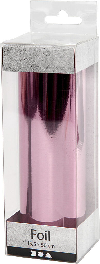 Folie Uden Klæb - B 15,5 CM - Tykkelse 0,02 MM - Pink - 50 CM