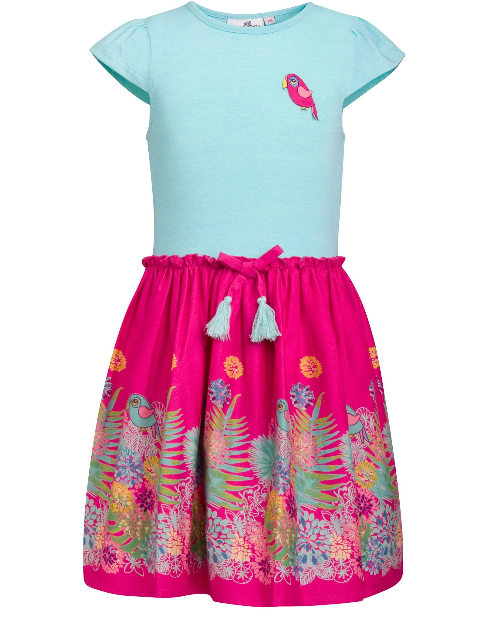Kurzarmkleid HAPPY BIRD in pink/türkis