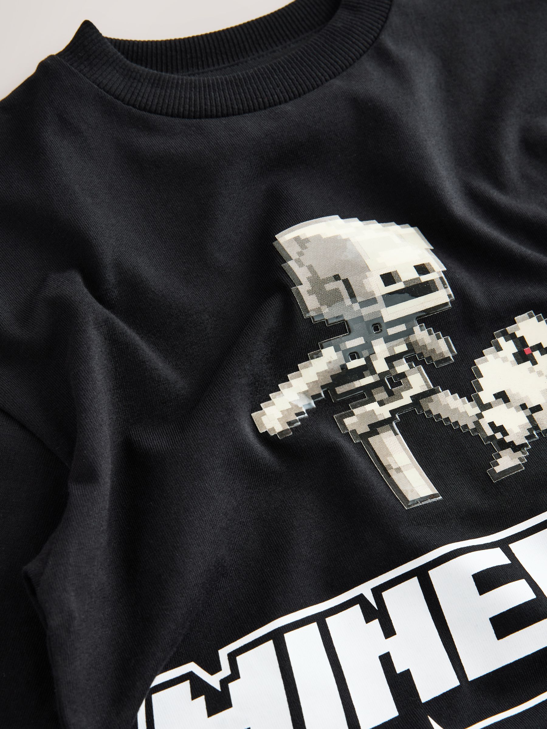Zwarte Gel Print - Minecraft T-shirt (3-16jr)