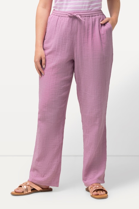 Musselin-Schlupfhose Rose, weites Bein, Elastikbund