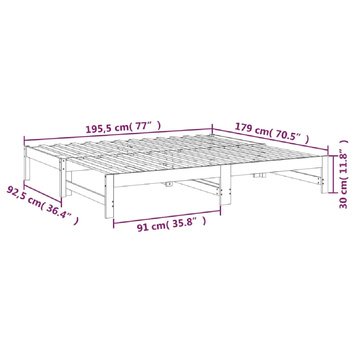 vidaXL Lit coulissant 90x190 cm Bois de pin Massif