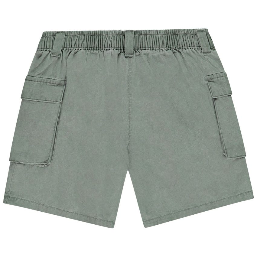 Short en toile à poches et taille élastiquée pour fille - Gris chiné