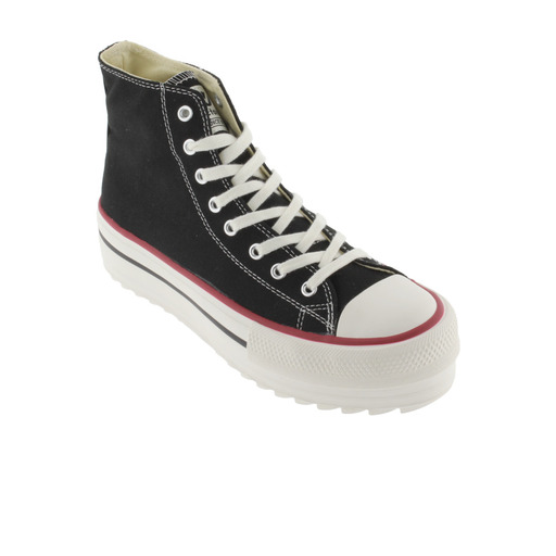 Botas de cano curto Victoria Tribu em lona dupla com logotipo retrô e sola serrilhada.