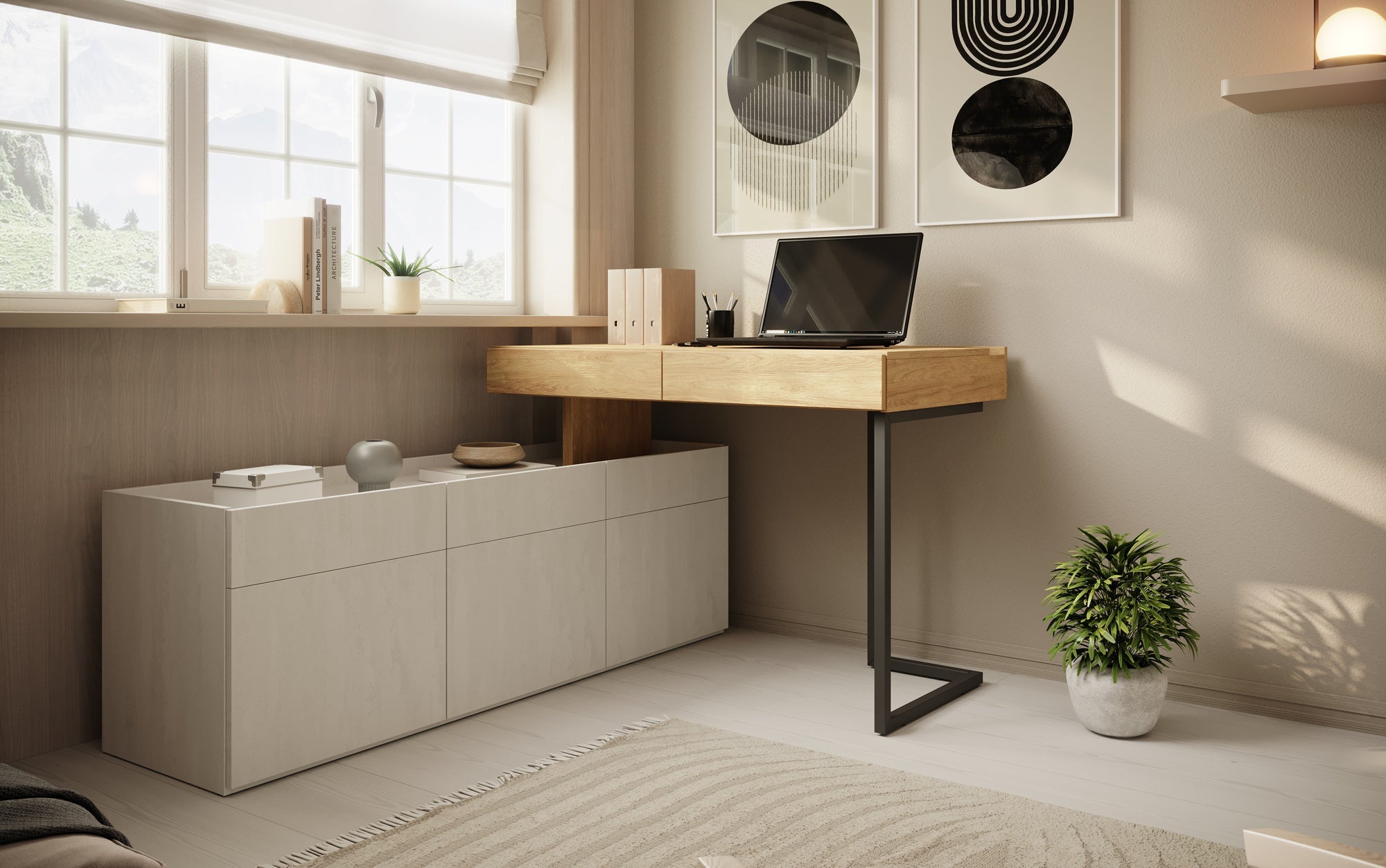 Meubella - Bureau Floren - Eiken - 2 lades