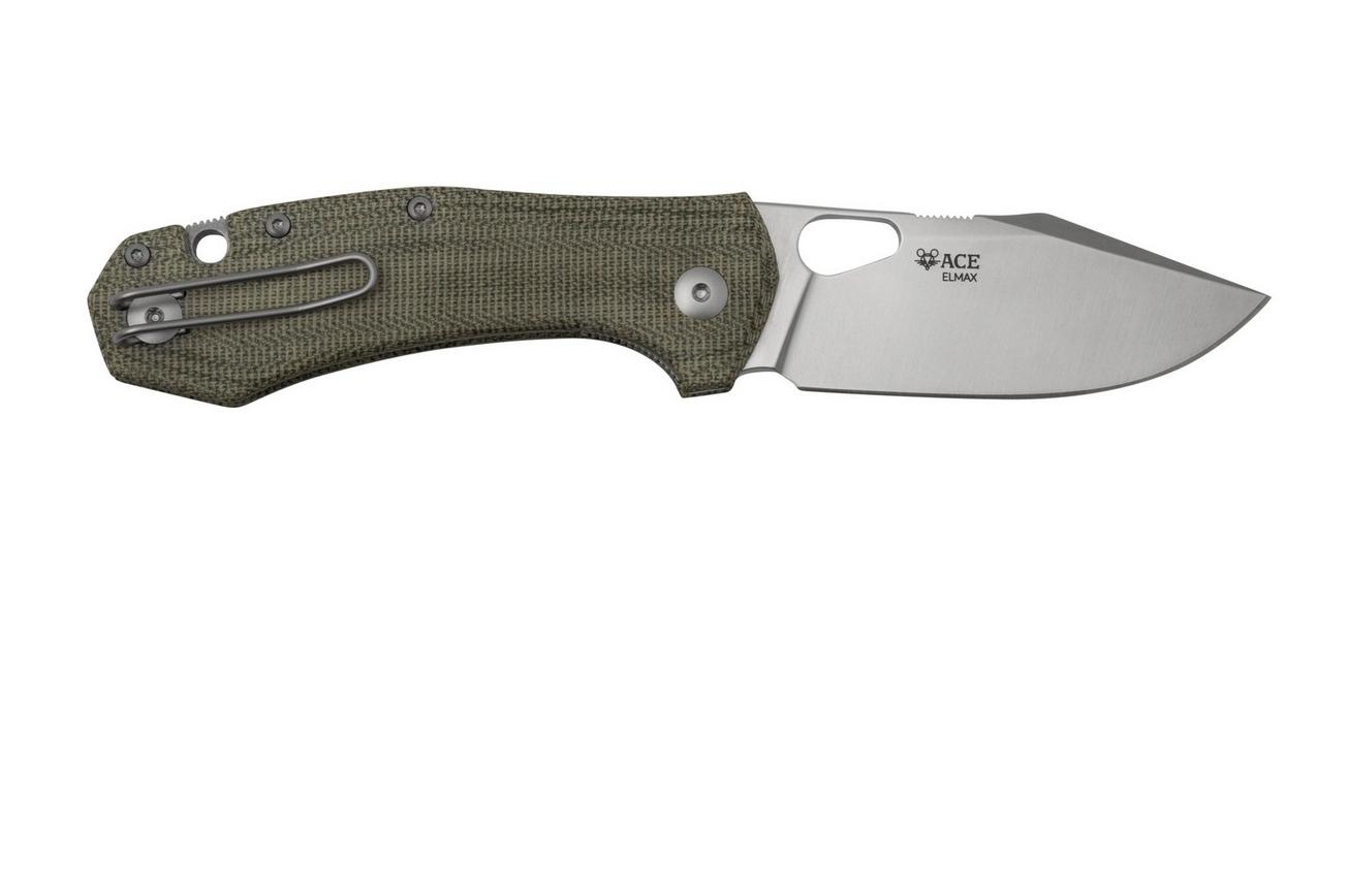 GiantMouse ACE Atelier, Elmax, Green Canvas Micarta zakmes
