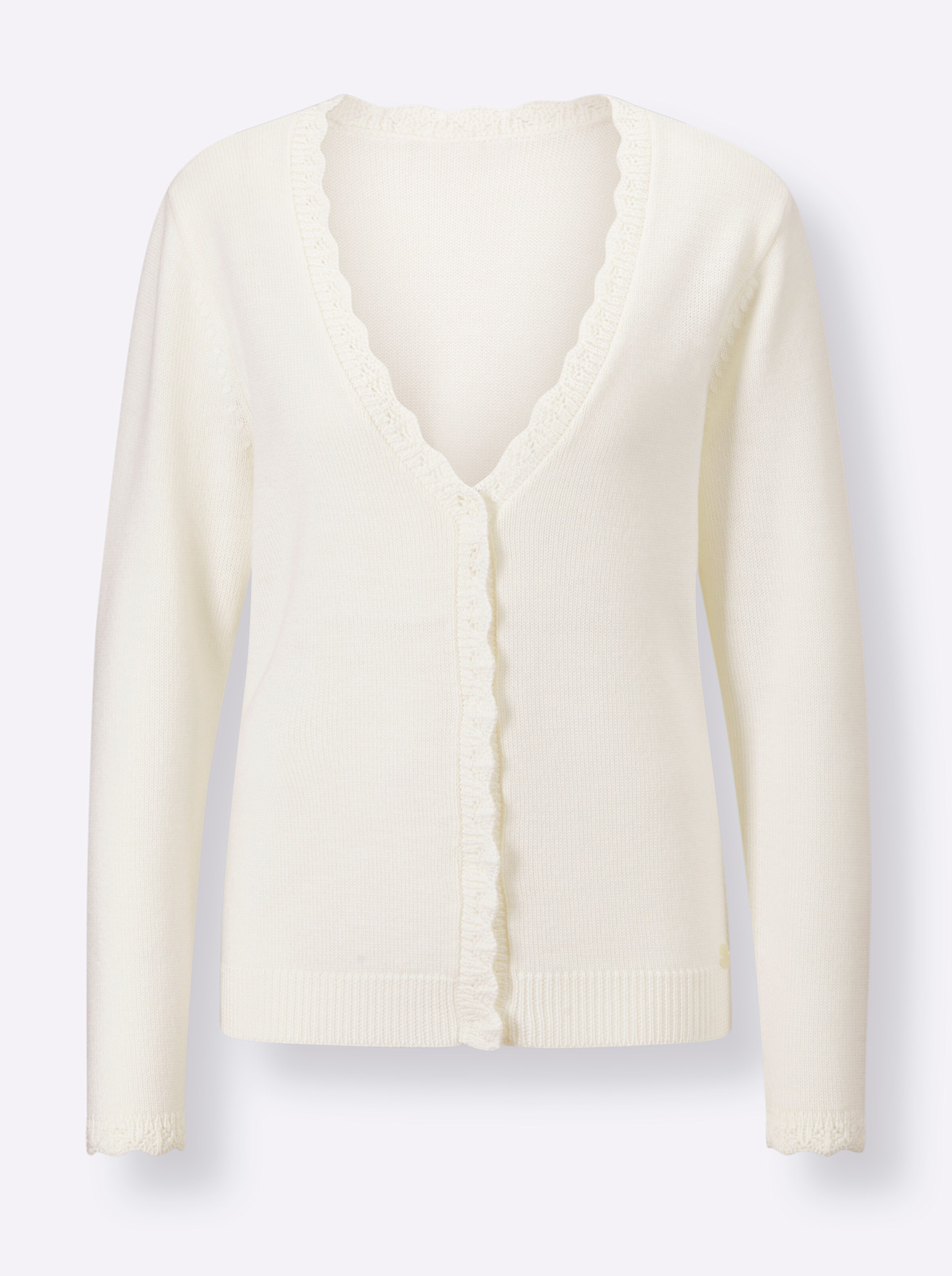 CREATION L PREMIUM Merino-Strickjacke in ecru