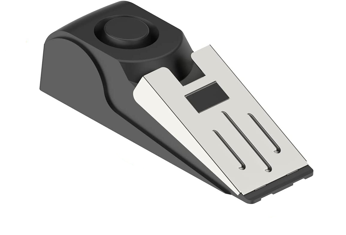 (120db) Türstopper Boden Türkeil Anti-Einbruch Alarmanlage Einbruchschutz mit 3 Empfindlichkeitsstufen (Batteriebetrieben) - Schwarz / Silber