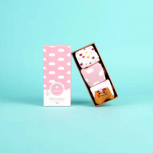 Chaussettes Dans les nuages - Pack de chaussettes bébé rose