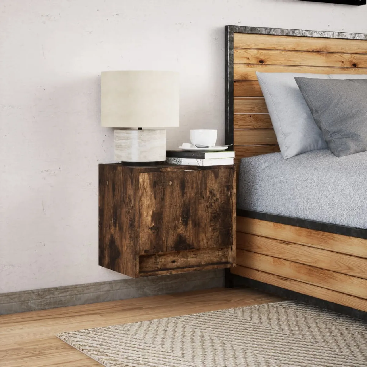 vidaXL Table de chevet murale LED