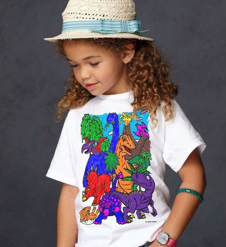 Splat Planet - T-Shirt Farv Og Vask Af - 10 Tuscher - 5-6 År - Dinosaurus