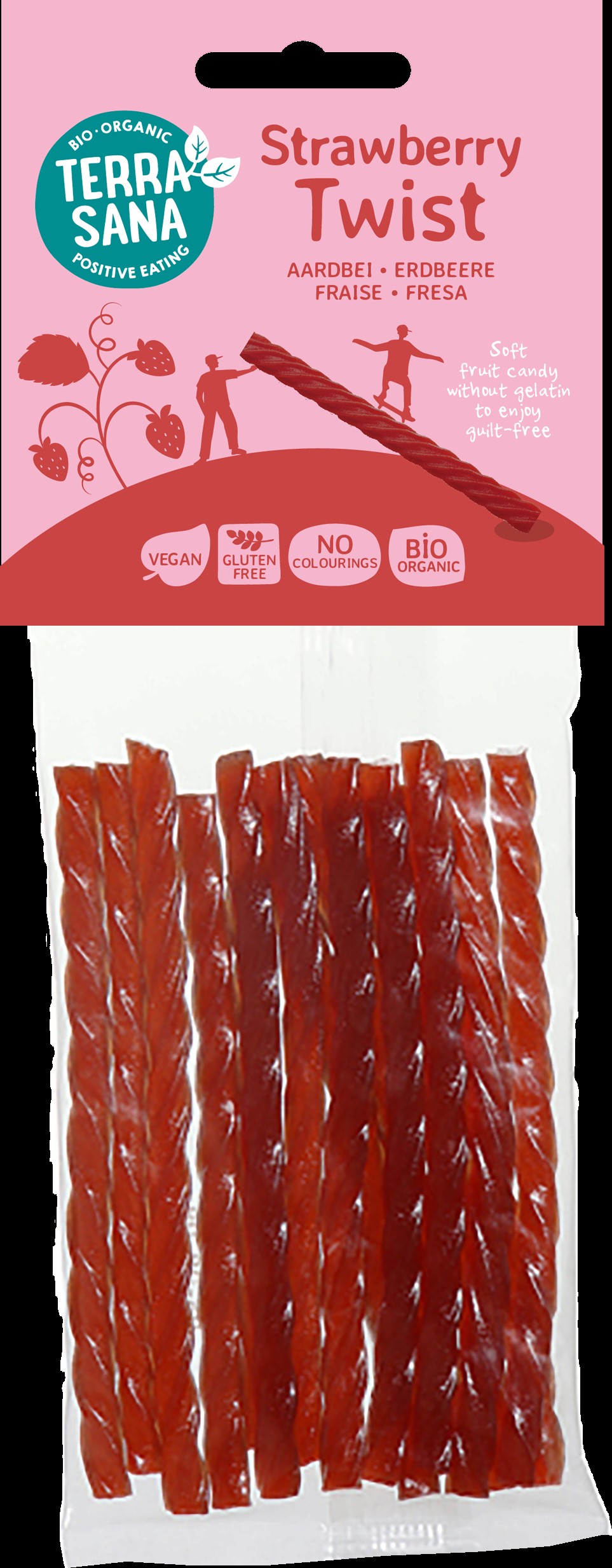 TerraSana Twists Dropkabels Aardbei (75 gr)