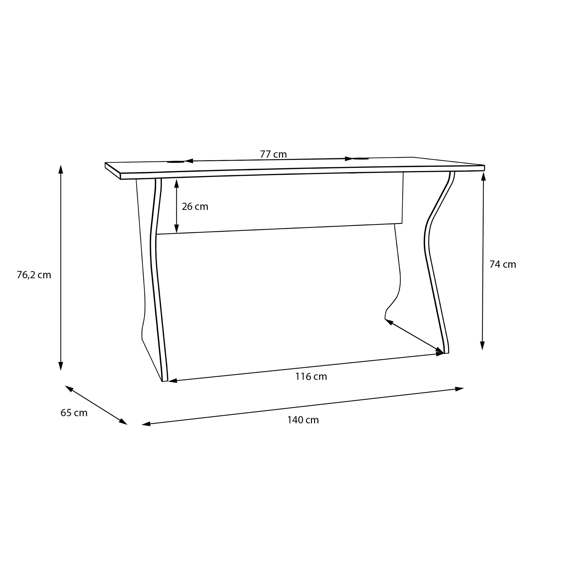 Schreibtisch - weiß matt - 140 cm