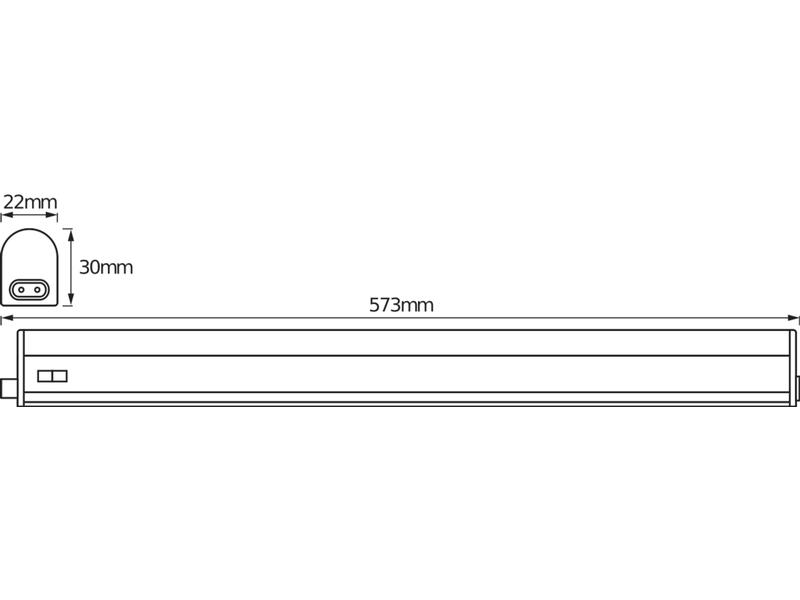 Ledvance Lichtleiste LED Switch Batten, 60 cm, 8W, 3000 K LED-Lichtleiste mit eingebautem Schalter