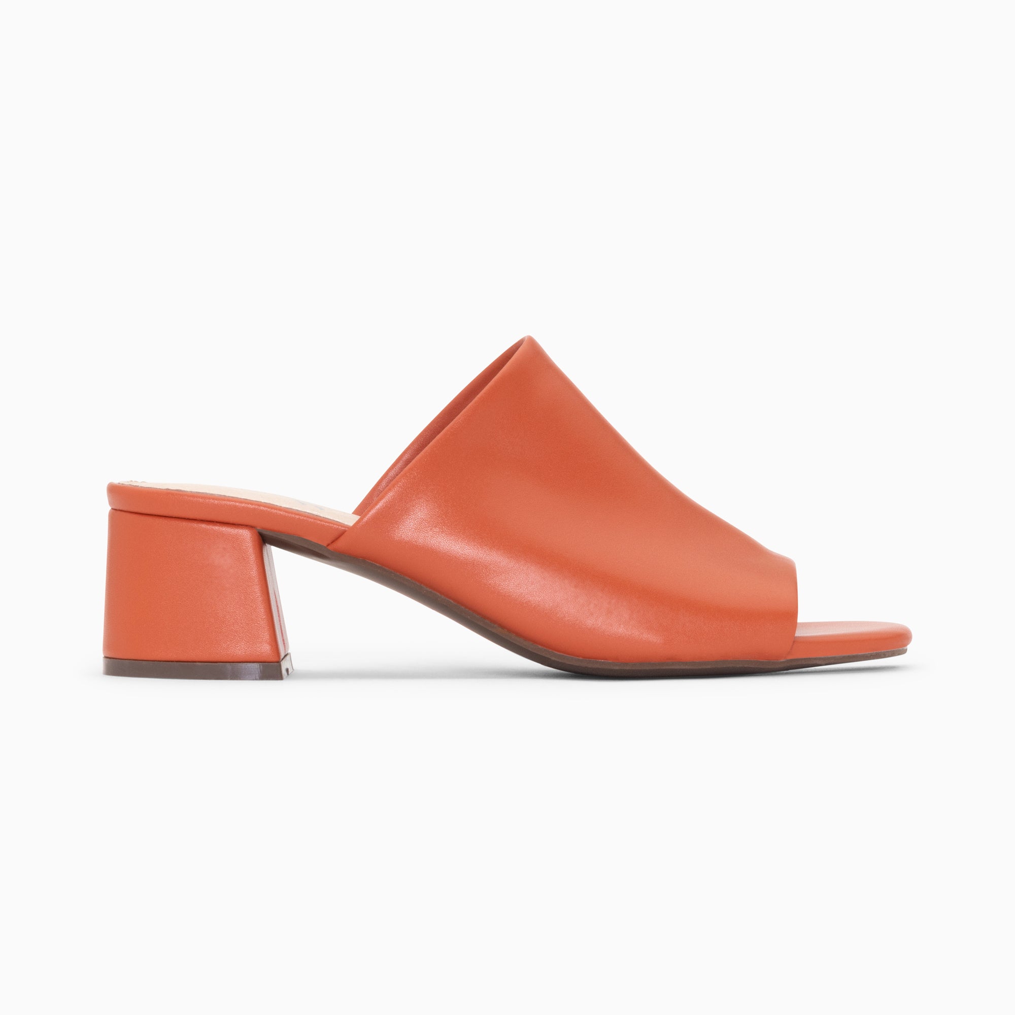 Sandales à talon, Compensées-Mules peep-toe Helène brique à talon