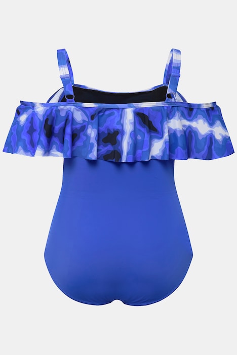 Badeanzug, Volant, Batikdruck, Softcups
