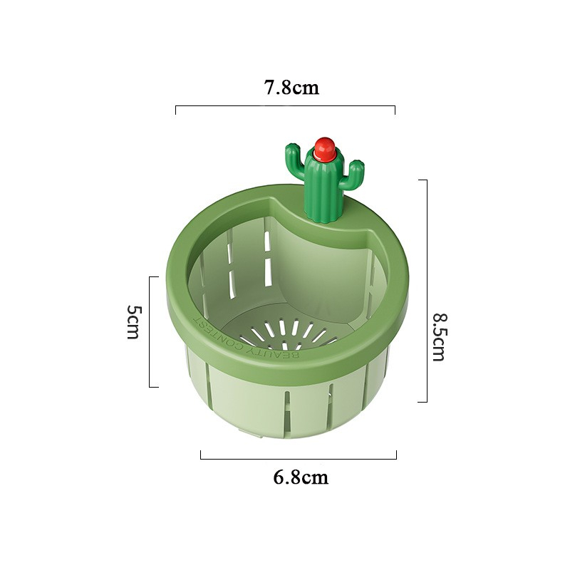 (Ø68x5mm) Kaktus Abfluss Haarfänger Abflusssieb mit Klappöffnung für Küche / Badezimmer - Grün
