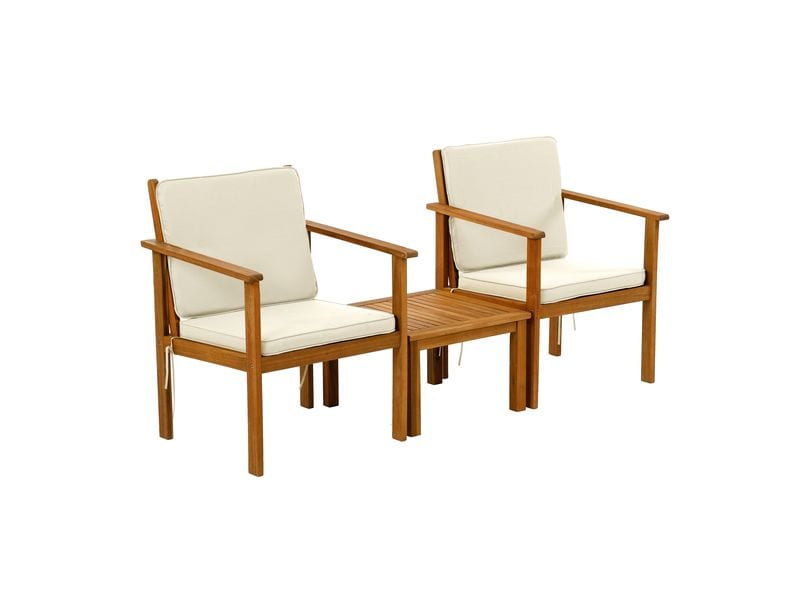 COCON Loungeset Vevey, Braun/Weiss, 2 Sitzplätze Zwei Stühle und ein Tisch für Garten, Terrasse oder Balkon