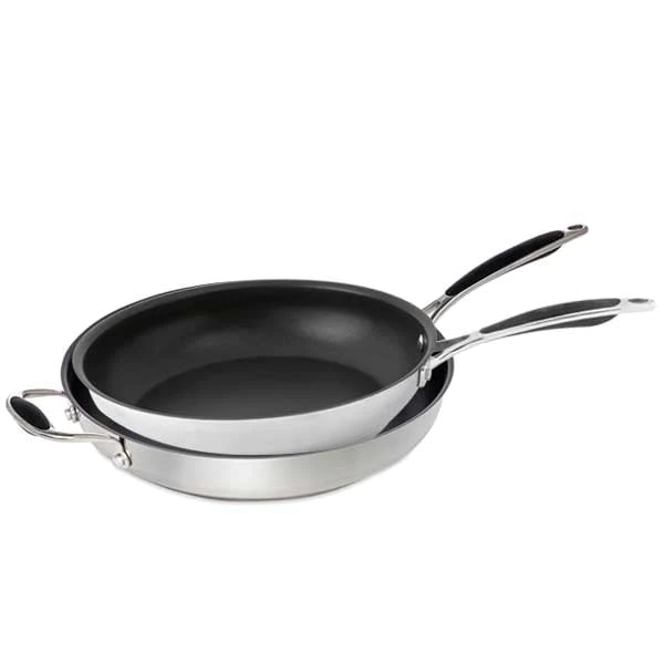 Lot de 2 poêles inox antiadhérentes Excell'Inox 28 et 32 cm Mathon