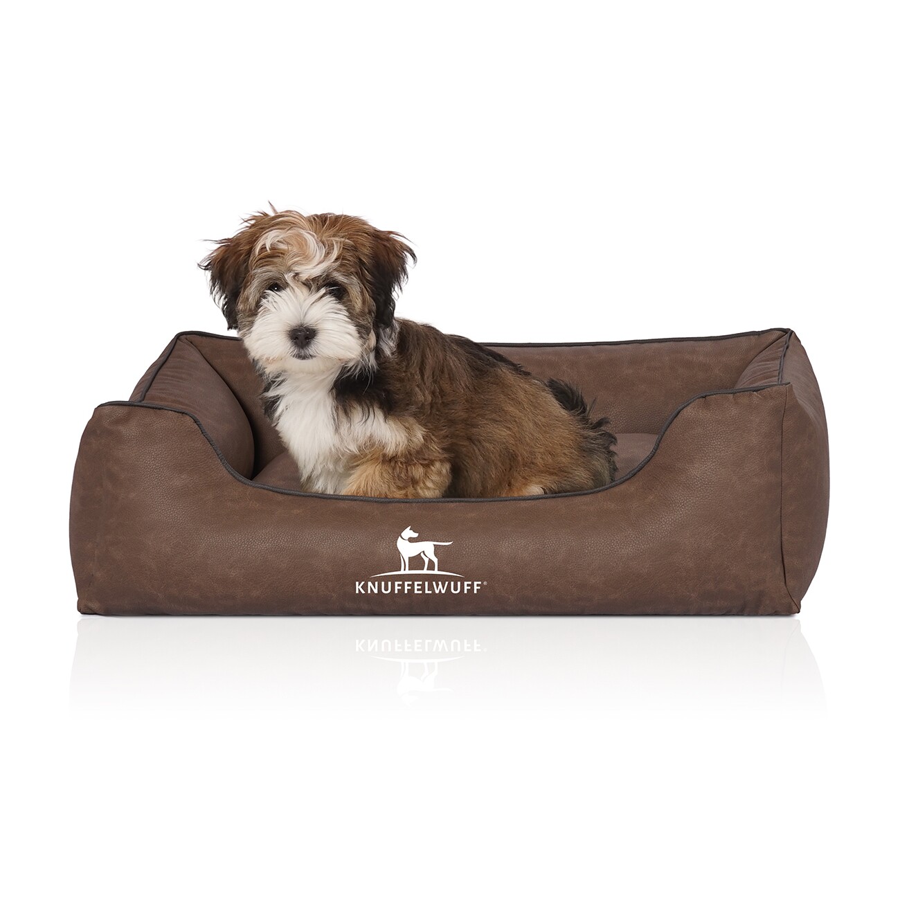 Knuffelwuff Hundebett Scottsdale aus Kunstleder braun M-L