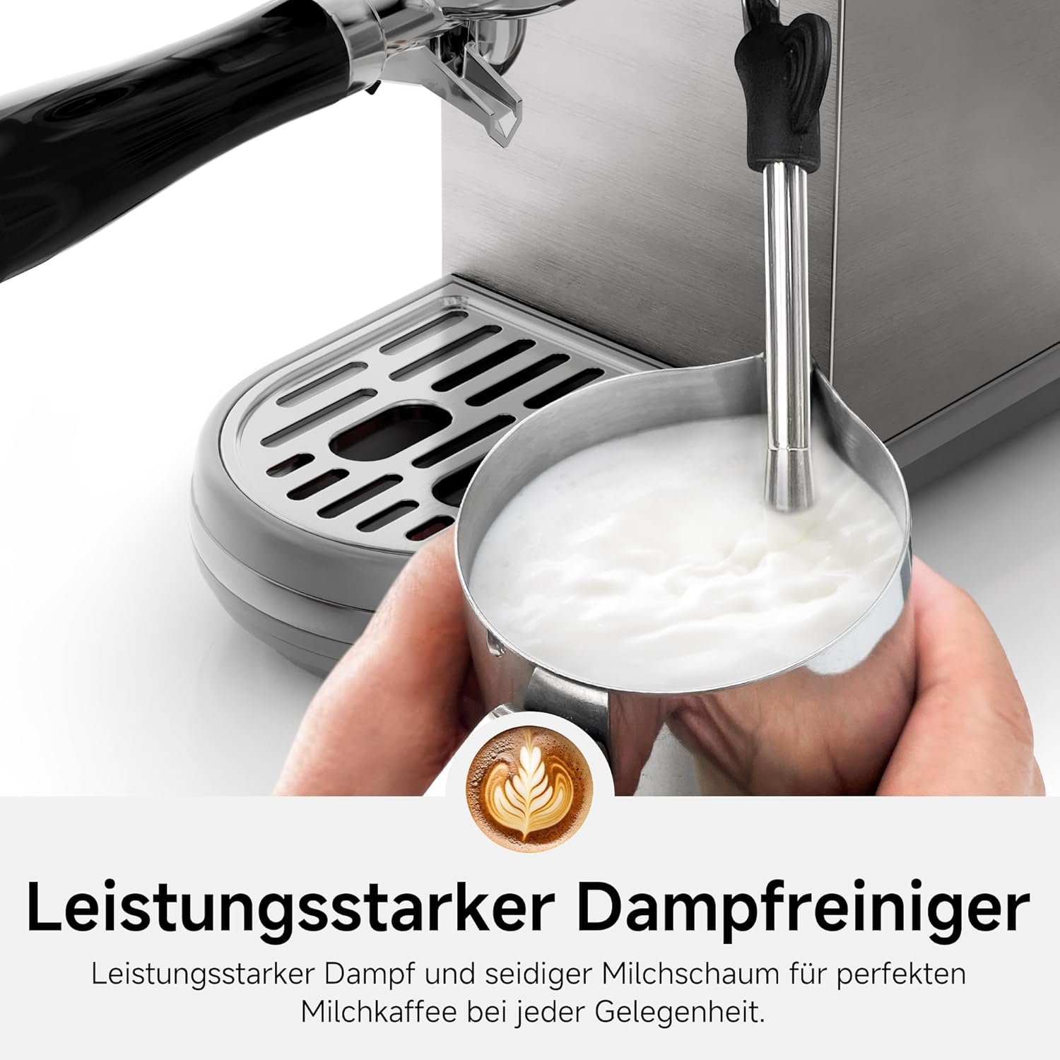 HIBREW Programmierbare Espressomaschine, H10B, gebürsteter Edelstahl, einstellbare Temperatur und Tassenvolumen, Dampfreiniger für Milchaufschäumer
