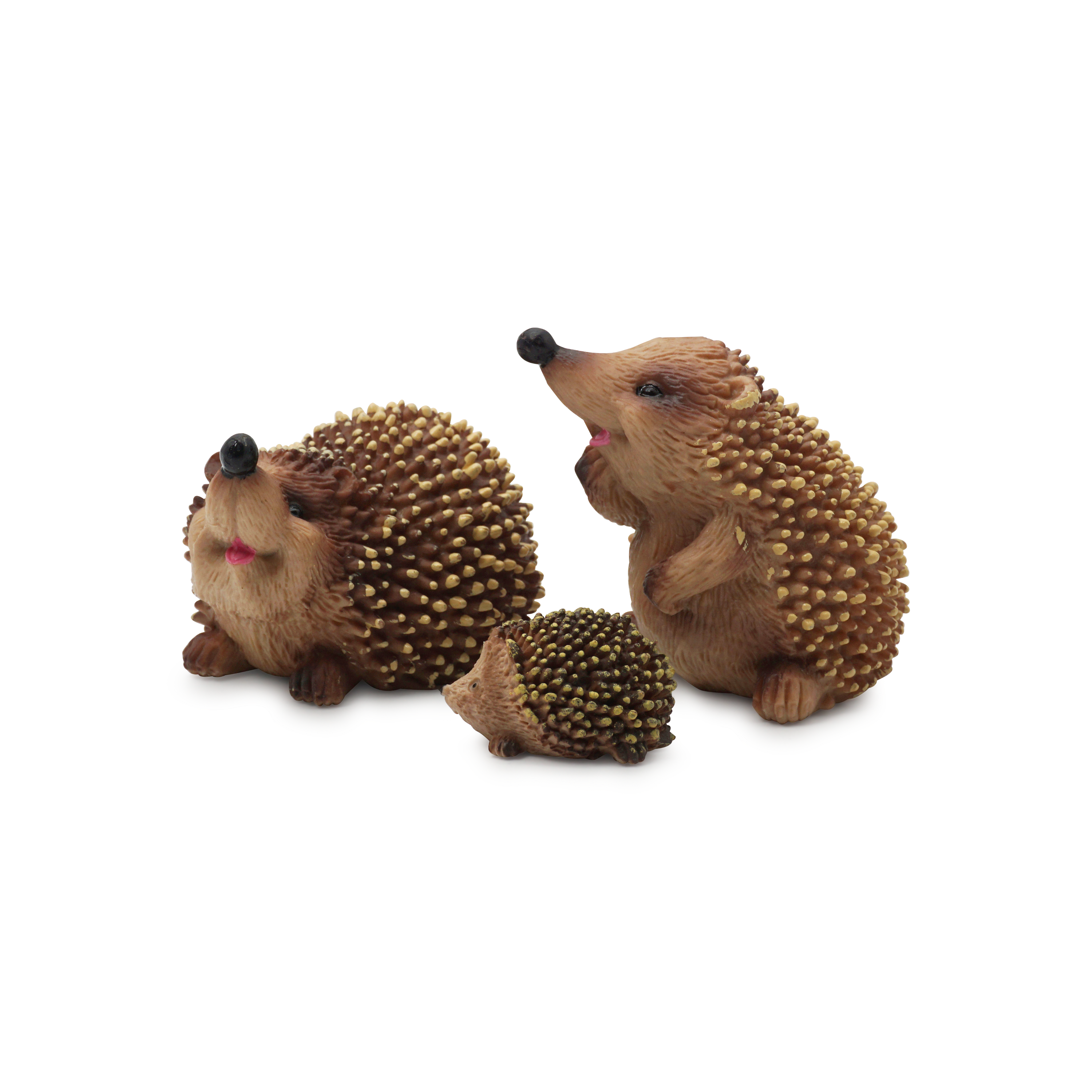 (3er Set) Süsse Igel Familie Miniatur Dekoration Garten Accessoire - Braun