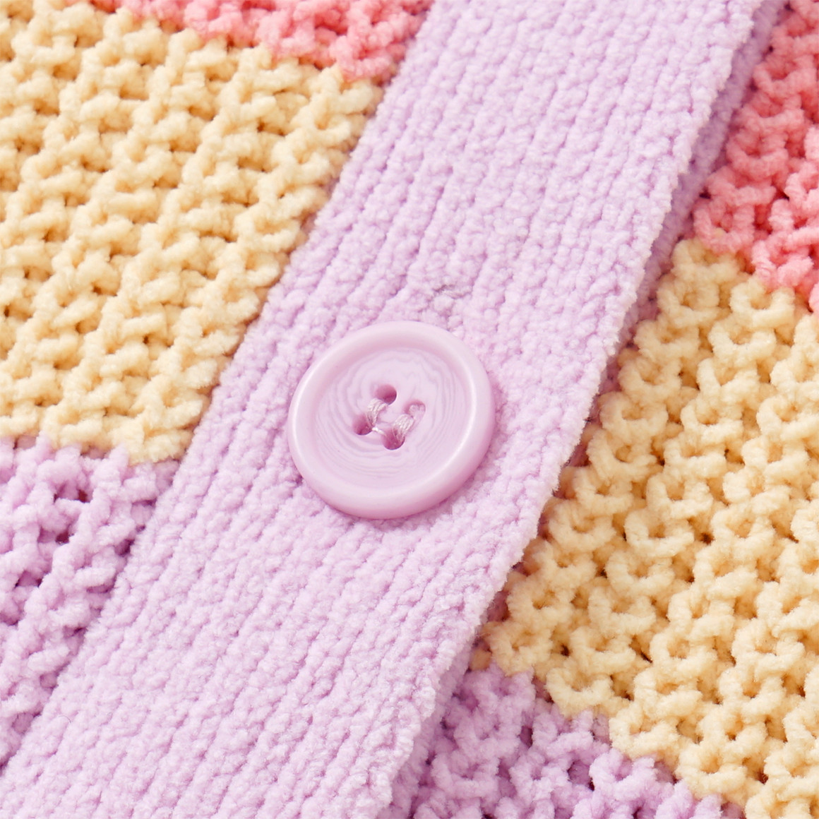 Topolino Mädchen Strickjacke mit Blockstreifen rosa / gelb / grün